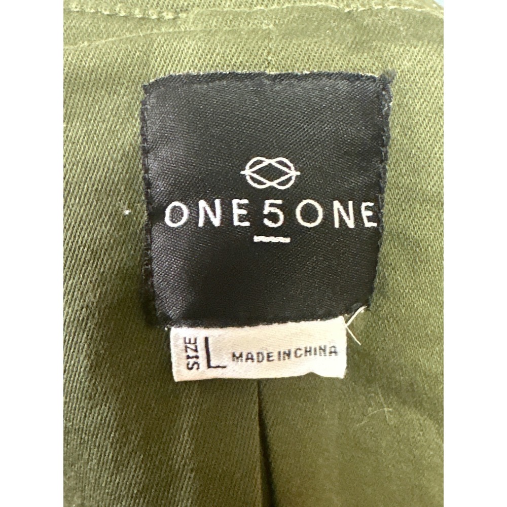 One 5 One Olive Green Military Peplum Jacket Red Floral Embroidery Womens Large - Picture 8 of 10